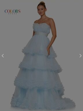 PROM Light Princess Cinderella Blue glitz Tulle Ruffle Pageant dress Ball gown 4